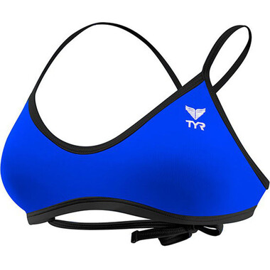 TYR CROSSCUT TIEBACK SOLID Women's Bikini Top Royal Blue/Black 2020 0